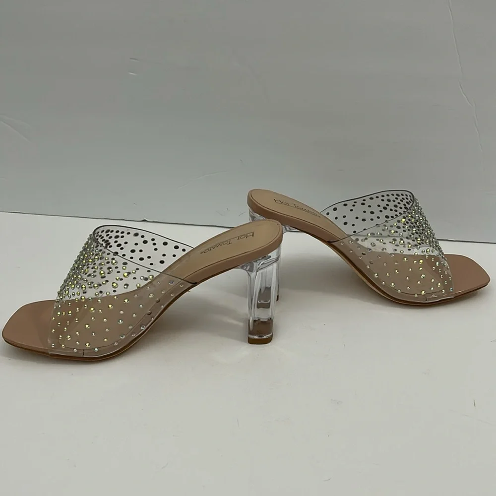 Hot Tomato Formal Heels 6.5 Silver Nude Rhinestone SKU‎ 2926